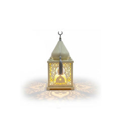 Ramadan Ornate Gold LED Lantern with Multicolor Glass Panels | 7138-12