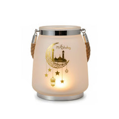 Ramadan Decorative Gold LED Lantern with Star & Moon Cutouts | 7138-14