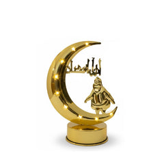 Ramadan Decorative Gold LED Lantern with Crescent Moon & Mosque Motif | 7138-40