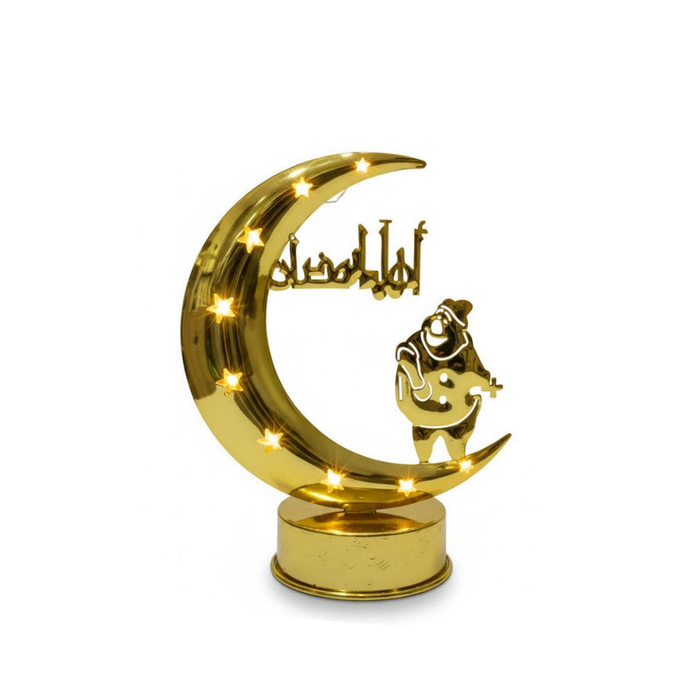 Ramadan Crescent Moon LED Table Decor with Child Figure & Warm Lights | 7138-41