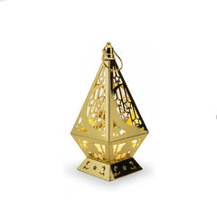Ramadan Decorative Gold LED Lantern with Mosque Illustration Panels | 7138-5