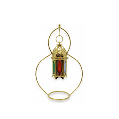 Ramadan Decorative Gold LED Lantern with Crescent Moon & Mosque Design | 7138-61