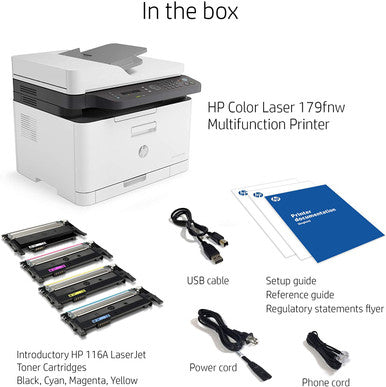 HP Color Laser 179fnw Wireless All in One Laser Printer with Mobile Printing & Built-in Ethernet, Works with Alexa | 4ZB97A | M179FNW