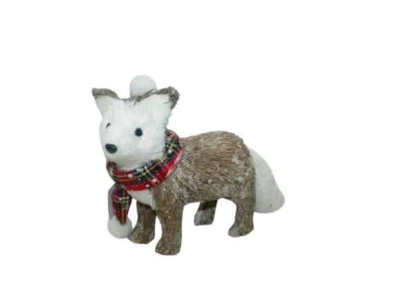 Christmas Fox Decoration with Plaid Scarf - Small | 716AE0186