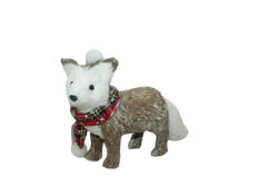 Christmas Fox Decoration with Plaid Scarf - Small | 716AE0186