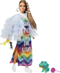 Barbie Extra Doll #9 with Blue Ruffled Jacket & Pet Crocodile | GYJ78