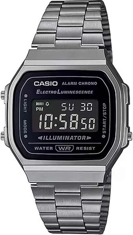 Casio Digital Watch – Gunmetal Case, Black Dial & Bracelet | A168WGG-1BDF