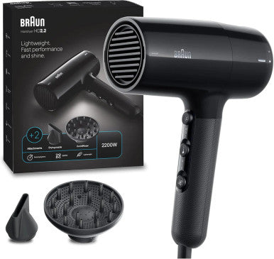 Braun HD2.2 Hair Dryer Lightweight– 2200W Ion Black |  BRHD225SDE