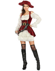 Women’s Pirate Costume Red, White & Black | 093273