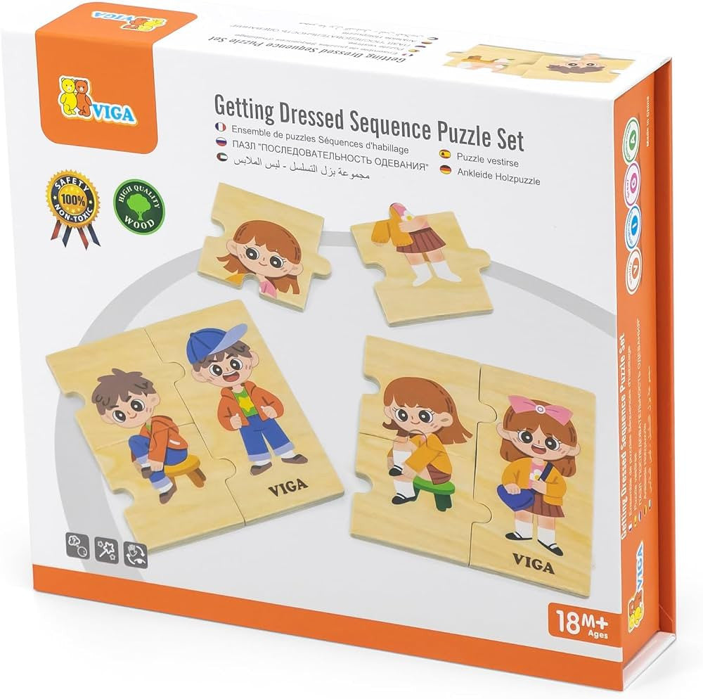 Viga Getting Dressed Sequence Puzzle Set 28-Piece | 44649