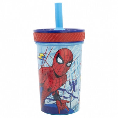Disney Stor Drop Safe Silicone Straw PP Tumbler 370mlspiderman Dimension |  74787