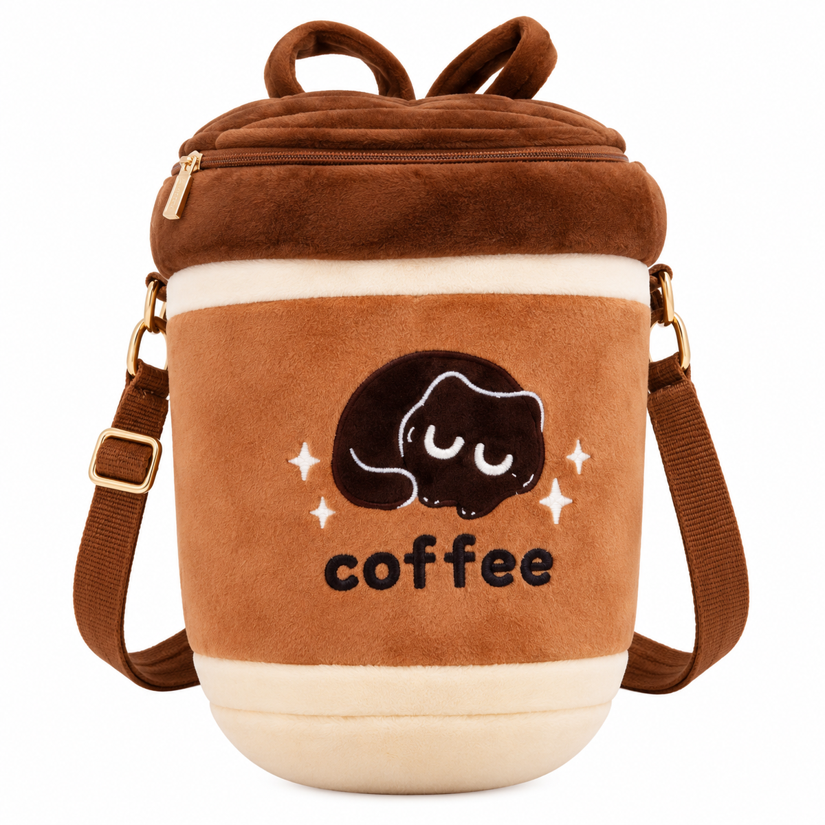 Cute Coffee Cup Plush Crossbody Bag - Brown | Z1184