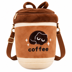 Cute Coffee Cup Plush Crossbody Bag - Brown | Z1184