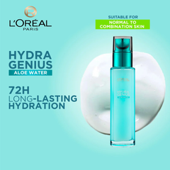 L'Oréal Paris Hydra Genius Aloe Water and Hyaluronic Acid 72H Liquid Moisturizer For Normal to Combination - 70ml
