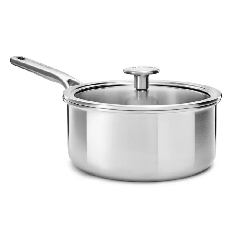 KitchenAid 16cm 1.5L Stainless Steel Saucepan with Tempered Glass Lid | CC003256-001