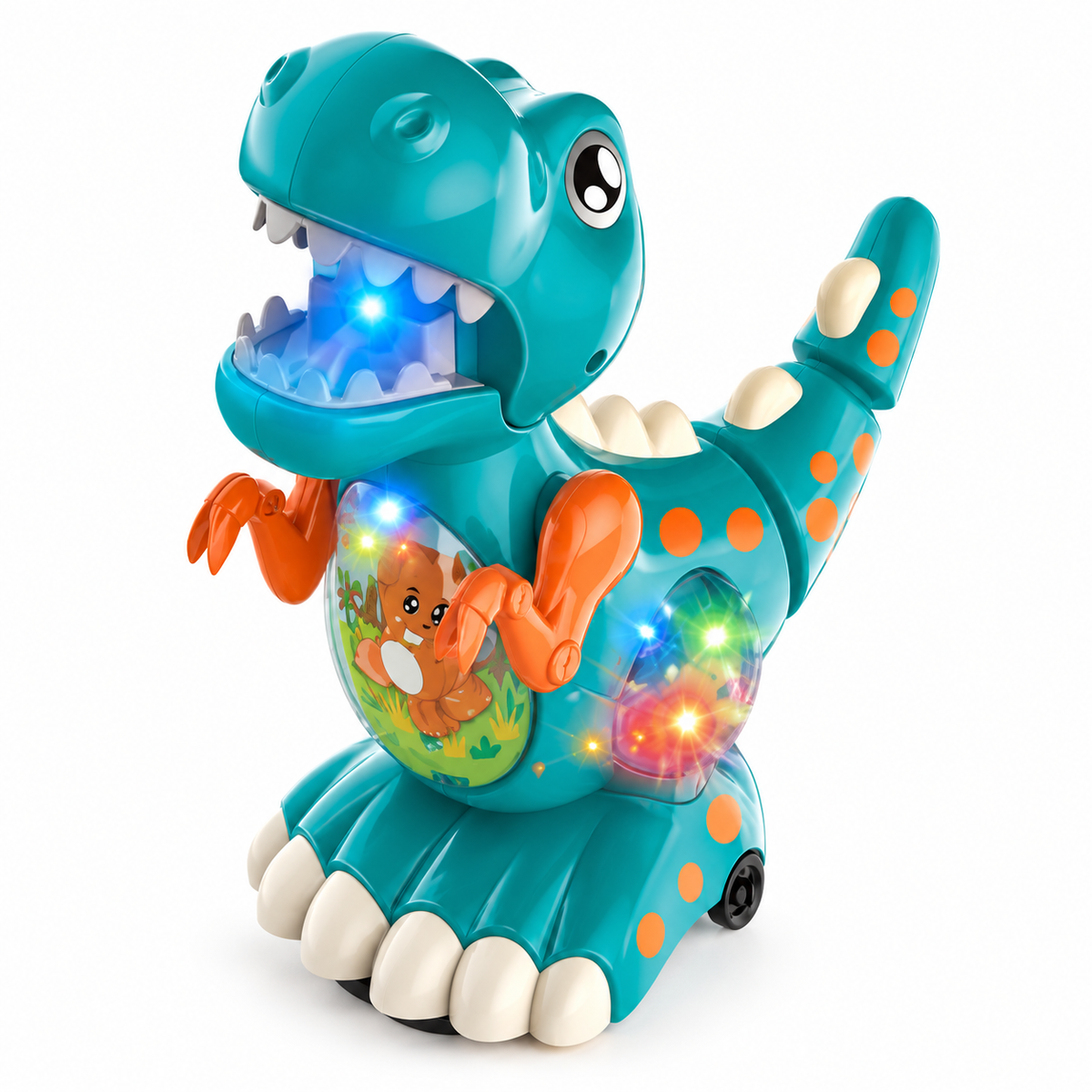 Walking Dinosaur Toy with Music & Light - Teal | ZR158