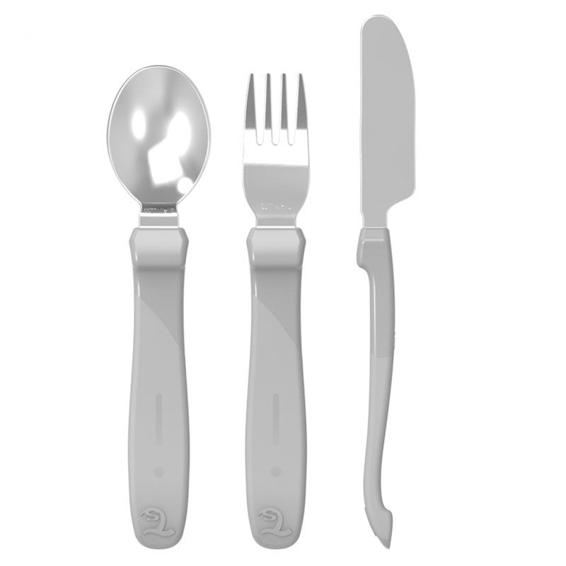 Twistshake Learn Cutlery Stainless Steel 12+m Pastel , Grey | 78214
