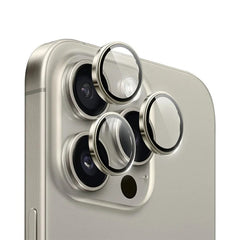 WiWU LG-005 Lens Guard for iPhone 15 Pro / Pro Max — Black Titanium | 9H Tempered Glass + Aluminum Alloy | 3-Pack