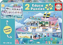 Educa 2 ألغاز سفينة من الداخل والخارج - 100 قطعة | 19958