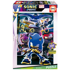 Educa Sonic Prime - 300 pcs Neon Fluorescent Puzzle | 19630