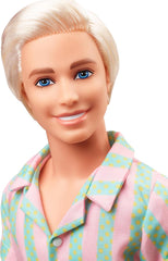 Barbie The Movie Ken Doll with Pastel Striped Beach Outfit & Surfboard | HPJ97
