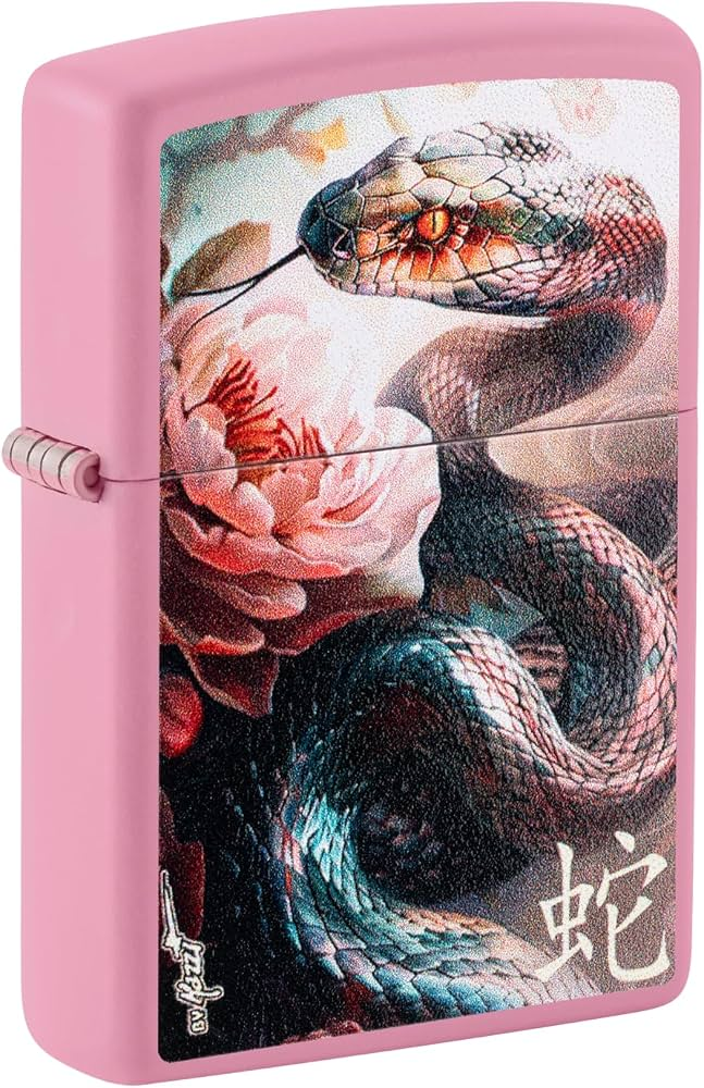 Zippo Mazzi Snake and Flower Pink Matte Windproof Lighter | 46685