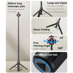 YESIDO Tripod Stand + Camera/Phone Clip & Fill‑In Light | SF26