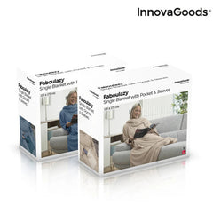 InnovaGoods Single Sleeved Blanket with Central Pocket Faboulazy- Blue| V0101232