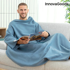 InnovaGoods Single Sleeved Blanket with Central Pocket Faboulazy- Blue| V0101232
