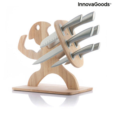 InnovaGoods Set of Knives with Wooden Base Spartan  7 Pieces | V0103494