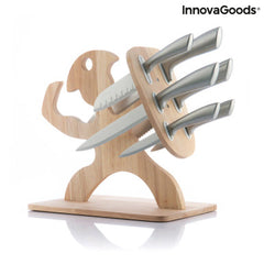 InnovaGoods Set of Knives with Wooden Base Spartan  7 Pieces | V0103494