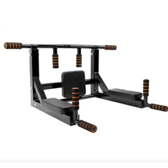 2-in-1 Wall Mount Pull Up Bar & Dip Station - Multi-Grip Chin-Up Bar