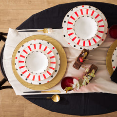Karaca Drop - 18-Piece Porcelain Dinner Set - 6 People - Black & Red | 153.03.06.9623