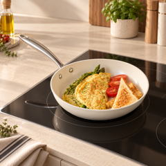 Karaca Swiss Crystal Almond Cream Non-Stick Induction Pan with Stainless Steel Handle 26cm | 8683650355526