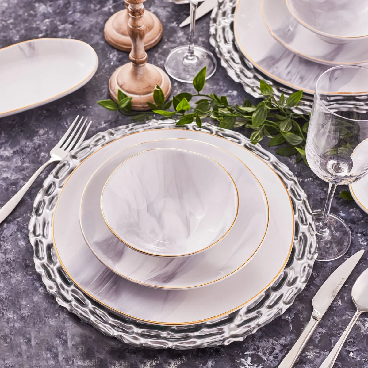 Karaca Ria - 39-Piece Stoneware Dinner Set - 12 People - Grey | 153.03.08.0624