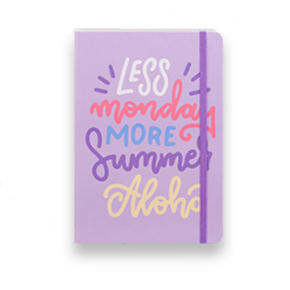 Notebook - Less Monday More Summer - 21x14.5cm - Light Purple | D328