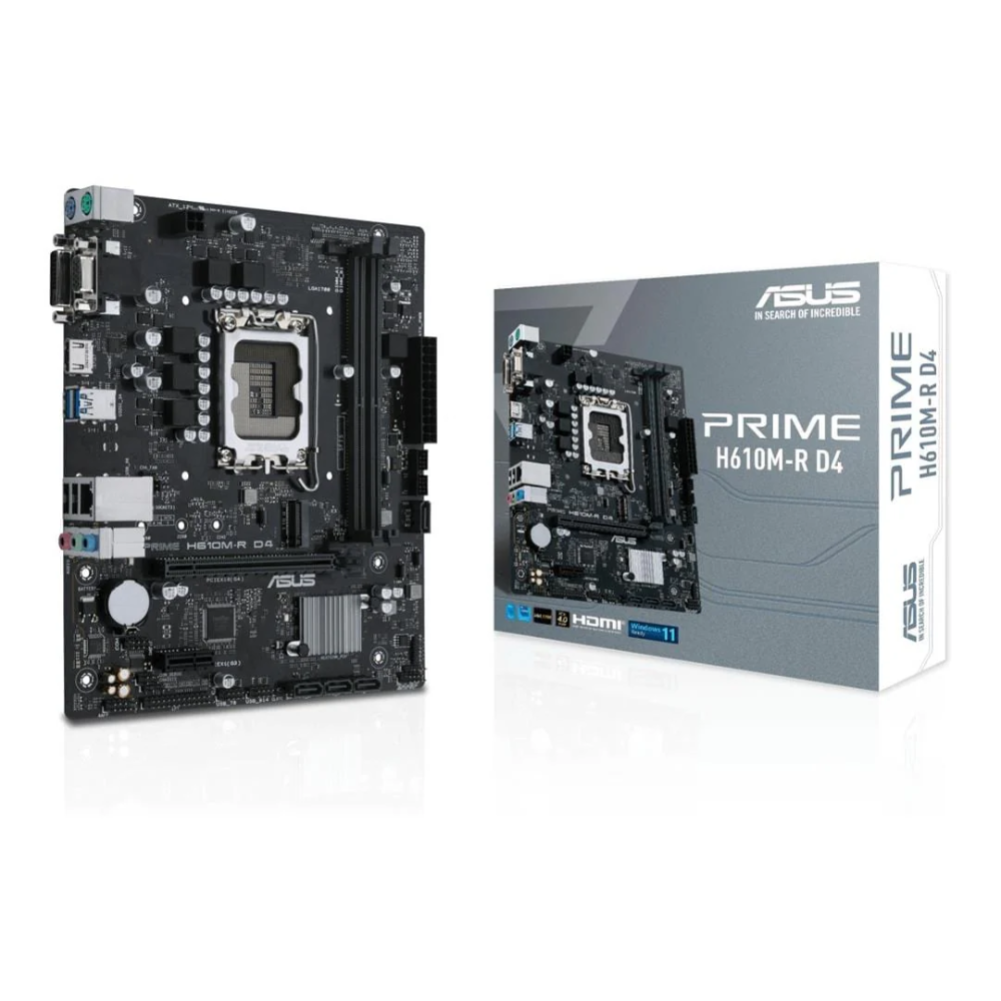 ASUS Prime H610M-R D4 Micro-ATX Motherboard – LGA 1700, DDR4, PCIe 4.0 | 90MB1B40-M0