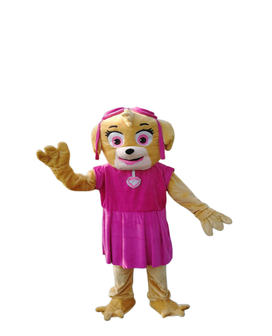 Cartoon Dog Girl Mascot Costume - Pink Dress Full Body Character Suit | AL1206