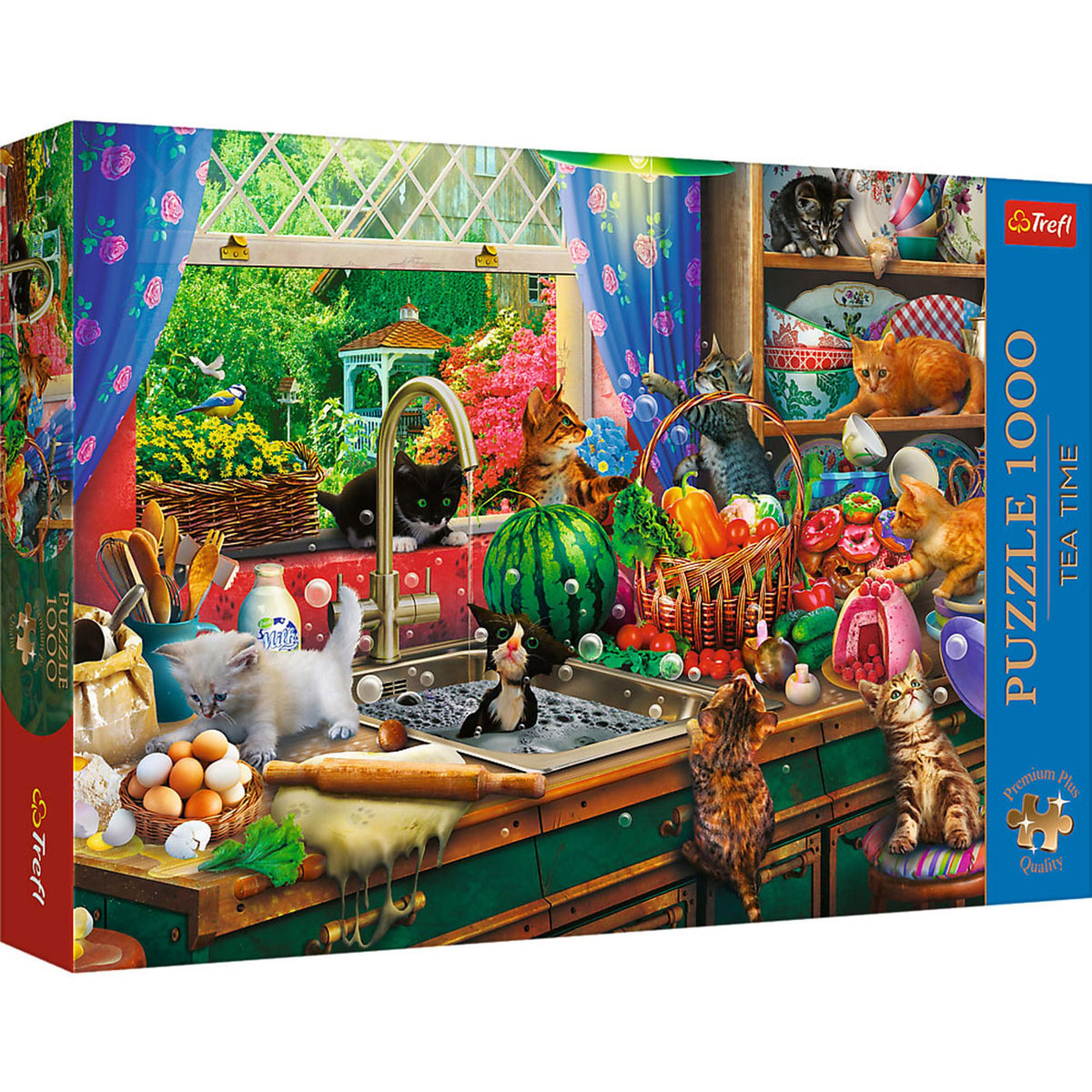 Trefl Premium Plus Quality - Tea Time: Troublemaker Kittens 1000-Piece Jigsaw Puzzle | 10839