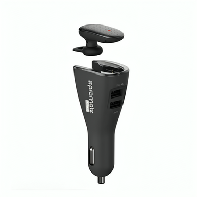 Promate Bluetooth v4.1 Headset for Music & Calls With Smart Wireless Car Charging Dock and 3.4 Dual Fast Charging | ARIA-2. BLACK