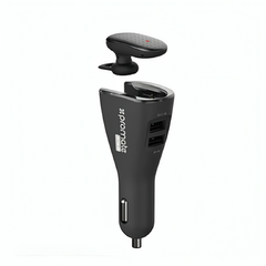 Promate Bluetooth v4.1 Headset for Music & Calls With Smart Wireless Car Charging Dock and 3.4 Dual Fast Charging | ARIA-2. BLACK