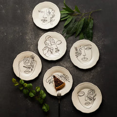 Karaca Face - 6-Piece Porcelain Cake Plate Set - 21cm - White | 153.03.06.6361
