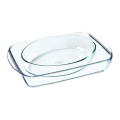 PYREX 913S605 Set of 2 Rectangular Roaster 234B + Oval Roaster 345B