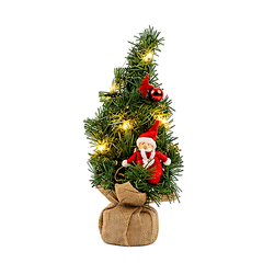 Decorated Christmas Tree with 10 LED Lights & Santa - Green | 990930