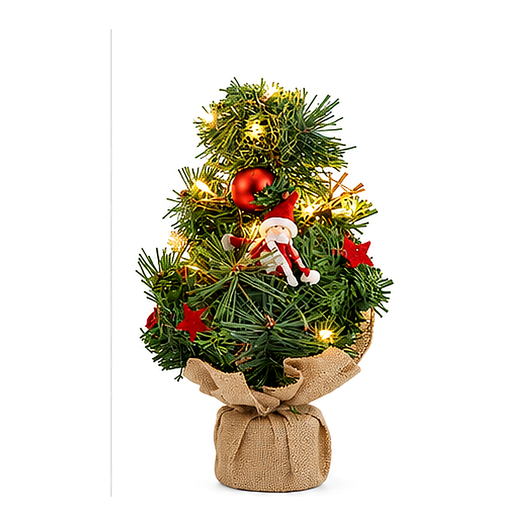 Decorated Christmas Tree with LED Lights & Santa - Green | 990931