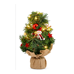 Decorated Christmas Tree with LED Lights & Santa - Green | 990931