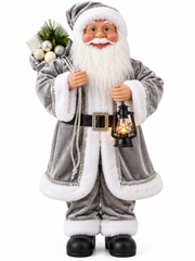 Christmas Santa Claus Decoration with Lantern Silver | CK9189-18SL