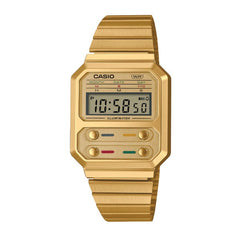 Casio Vintage Digital Unisex Watch Gold-Plated Case Dial and Stainless Steel Band Band | A100WEG-9ADF
