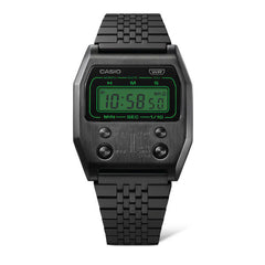 Casio Digital Unisex Watch Black Case, Green Dial, Black Stainless Steel Band | A1100B-1DF