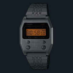 Casio Digital Unisex Watch Silver Case, Black Dial, Silver Stainless Steel Band | A1100D-1DF